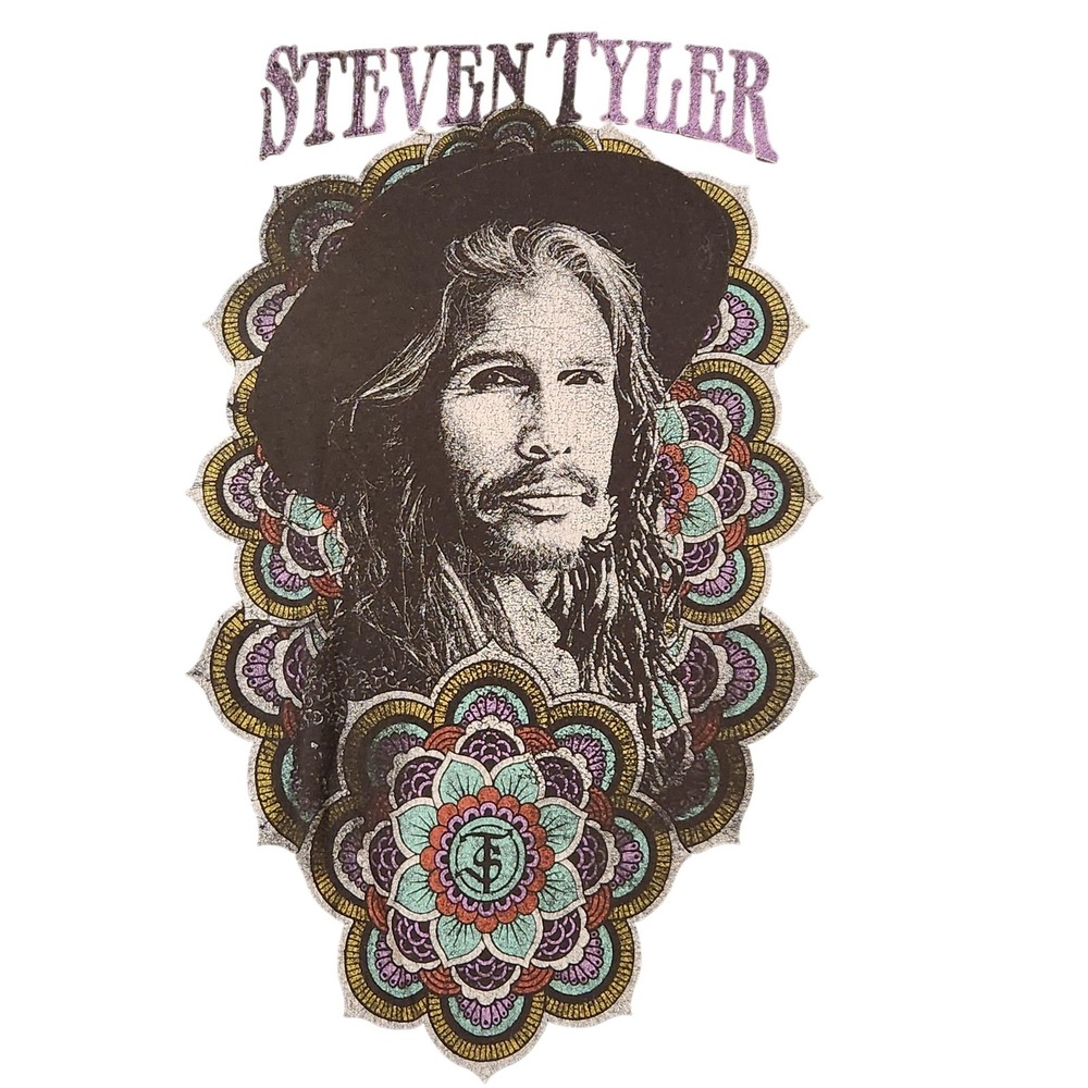 Steven Tyler Shirt Mens Medium Black Graphic Psychedelic Rock Band Tee